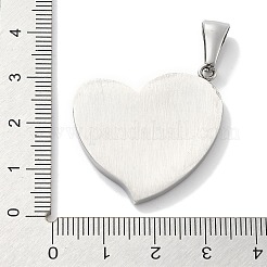 クリスマス 304 ステンレス ペンダント  鹿とサンタクロースのチャームが付いたハート  ステンレス鋼色  32x30x3mm  穴：8x3mm&nbsp;STAS-Z098-45P