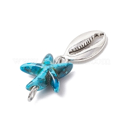 7Pcs 7 Styles Dyed Synthetic Turquoise Starfish & Alloy Sea Animals Pendants&nbsp;PALLOY-JF03754-04