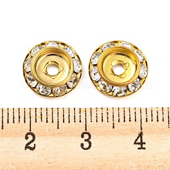 真鍮クリスタルラインストーンビーズ  カドミウムフリー＆鉛フリー  フラットラウンド  ゴールドカラー  11x3mm  穴：2mm&nbsp;RB-F035-06B-G