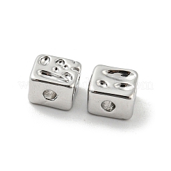 真鍮ビーズ  カドミウムフリー＆ニッケルフリー＆鉛フリー  正方形  プラチナ  5x5x4mm  穴：1.4mm&nbsp;KK-D090-08P