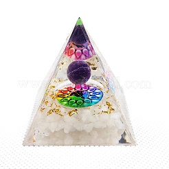 オルゴナイトピラミッド樹脂エネルギー発生器  レイキの天然アメジストとローズクォーツのチップが入っており、ホームオフィスのデスクの装飾に最適です。  50mm&nbsp;PW-WG8A10E-01