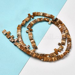 天然石ピクチャージャスパービーズ連売り  2穴  長方形  2.5~3x5x2.5mm  穴：0.8mm  約138~140個/連  15.28''~15.31''（38.8~38.9センチメートル）&nbsp;G-Z045-A09-01