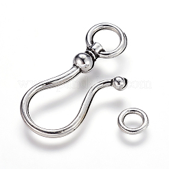チベットスタイルSフックの留め金  カドミウムフリー＆鉛フリー  アンティークシルバー  sフック：38x16x8mm  リング：8mm  穴：5mm&nbsp;LS-LF5091Y