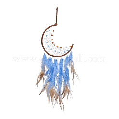 Iron Woven Web/Net with Feather Pendant Decorations&nbsp;AJEW-B017-11