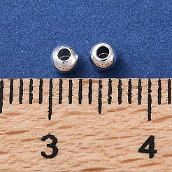 ラックメッキ真鍮スペーサービーズ  長持ちメッキ  鉛フリー＆カドミウムフリー  ラウンド  銀  3x2.8mm  穴：1mm&nbsp;KKB-I709-03C-S