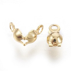 304ステンレススチールボールチープ  カロット終了  クラムシェルノットカバー  18KGP本金メッキ  8x4mm  穴：1.2mm  内径：3mm&nbsp;A-STAS-P221-17G