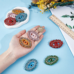 10Pcs 5 Colors Polyester & Glass Rhinestone Embroider Thread Iron on/Sew On Patches&nbsp;PATC-GF0002-05