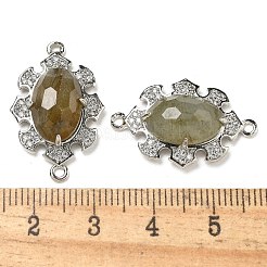 Natural Labradorite Faceted Oval Connector Charms&nbsp;G-G181-06P-07