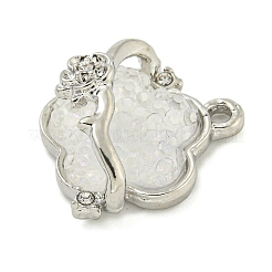合金と樹脂のペンダント  花  ホワイト  17.5x20x6.5mm&nbsp;PALLOY-S029-01B-02