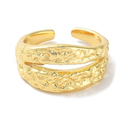 Textured Brass Open Cuff Rings for Women&nbsp;RJEW-E292-12G