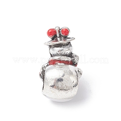 クリスマステーマ合金エナメルヨーロッパビーズ  大穴ビーズ  アンティークシルバー  雪だるま  16.5x9.5x7mm  穴：4.5mm&nbsp;MPDL-Q213-12AS