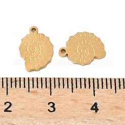 304ステンレススチールチャーム  イオンプレーティング（ip）  海のテーマ  コンクチャーム  ゴールドカラー  11x8x1.5mm  穴：1mm&nbsp;STAS-Z139-04G-02