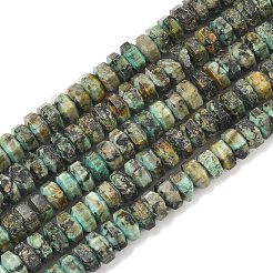 天然アフリカンターコイズ（ジャスパー）ビーズ連売り  六角平石ビーズ  6x7x3.5mm  穴：0.9mm  約108~109個/連  14.96~15.04''（38~38.2センチメートル）&nbsp;G-L654-I04-01