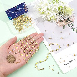 デイジーフラワーチェーンブレスレット＆ネックレス＆タッセルイヤリング＆メガネチェーン作りキット  真鍮エナメル リンク チェーンを含む  真鍮のロブスタークロウクラスプとピアスフック  メガネホルダー  ゴールドカラー  チェーン：2m/バッグ&nbsp;DIY-SC0021-73
