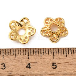 チベット風合金ビーズキャップ  鉛フリー及びカドミウムフリー  ゴールドカラー  10.7x11x2.5mm  穴：3mm&nbsp;K0P34012