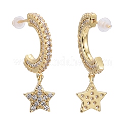 Brass Micro Pave Clear Cubic Zirconia Stud Earrings&nbsp;EJEW-K083-15G