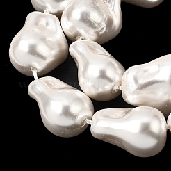 電気メッキガラスパールビーズ連売り  ティアドロップ  ホワイト  23~24x19~20x15~16mm  穴：1.5mm  約17個/連  15.75''（40センチメートル）&nbsp;BSHE-B008-02
