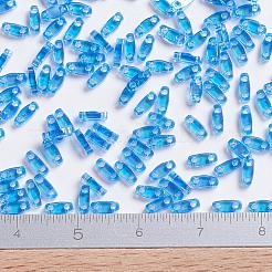 MIYUKIクォーターティラビーズ  日本製シードビーズ  2穴  （qtl261)透明サファイアab  5x1.2x1.9mm  穴：0.8mm  約4800個/100g&nbsp;SEED-J020-QTL261