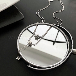 Non-Tarnish 304 Stainless Steel Round Snake Chains Double Layer Necklaces&nbsp;LS-BJEW-K257-03P