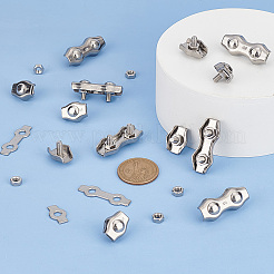 28Pcs 2 Style 304 Stainless Steel Wire Single Bolt & Double 2-post Cable Clamp&nbsp;FIND-GA0003-12