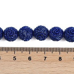 合成サンゴ彫刻ビーズ連売り  染め  ラウンド  ブルー  10mm  穴：1.2mm  約37個/連  14.76''（37.5センチメートル）&nbsp;CORA-M001-17