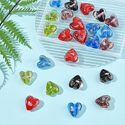 24Pcs 5 Colors Luminous Handmade Gold Sand Lampwork Beads&nbsp;FOIL-FS0001-02