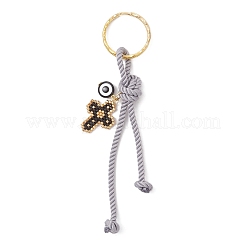 Resin & Glass Seed & Polyester Cord Keychain&nbsp;KEYC-MZ00048