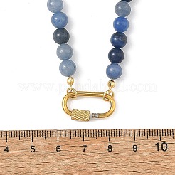 天然石ミックスの丸型ビーズネックレス（女性用）  304ステンレススチール製ネジ式カラビナロックチャーム付き  染めと未染色の混合  ゴールドカラー  16.14インチ（41cm）&nbsp;NJEW-JN06452