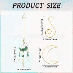 DIY Wire Wrapped Natural Amethyst & Kyanite & Green Aventurine & Opalite Chips Moon Hanging Suncatcher Making Kits&nbsp;DIY-SC0030-67
