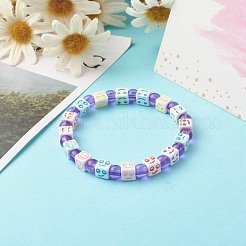 Craft Cube with Mixed Expression Acrylic Beads Stretch Bracelet for Kid&nbsp;BJEW-JB06581