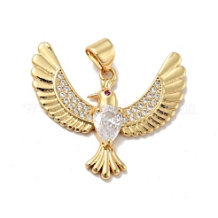 Bird Brass Micro Pave Cubic Zirconia Pendants&nbsp;KK-G419-32G