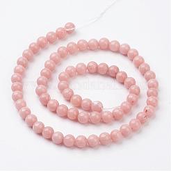 天然石馬山ジェイドラウンドビーズ連売り  染め  ライトサーモン  6mm  穴：1mm  約69個/連  15.7インチ&nbsp;G-D263-6mm-XS22