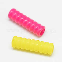不透明なアクリルビーズ  チューブ  ミックスカラー  24x7mm  穴：4.5mm&nbsp;X-SACR-T082-M