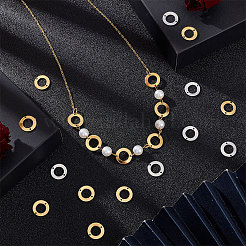 32個2色304ステンレススチールコネクタチャーム  リング  ミックスカラー  13x1mm  穴：1mm  16個/カラー&nbsp;STAS-UN0049-77