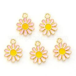 合金エナメルチャーム  花  ライトゴールド  ピンク  14x12x2mm  穴：1.6mm&nbsp;ENAM-S121-049A