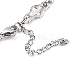 304ステンレススチールクロスリンクチェーンブレスレット、男性と女性用  ステンレス鋼色  7-1/2インチ（19cm）&nbsp;BJEW-D042-41P