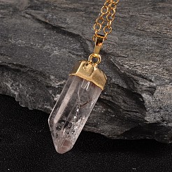 Natural Crystal Bullet Pendant Necklaces&nbsp;NJEW-JN01525