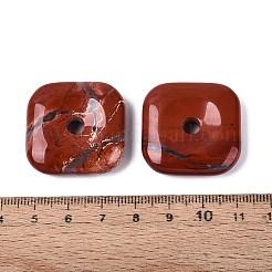 天然石レッドジャスパーペンダント  丸みを帯びた四角い安全コインチャーム  29.5~30x29.5~30x7~7.5mm  穴：5~5.3mm&nbsp;G-Q602-02H