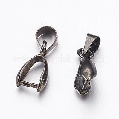 真鍮製ペンダントピンチべイル  ガンメタ色  12x7x3.5mm  ピン：1mm&nbsp;X-KK-K225-15-B