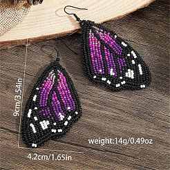 Bohemian Style Green Butterfly Wing Glass Bead Handmade Dangle Earrings&nbsp;GG1438