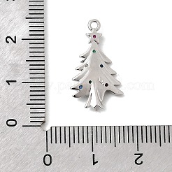 クリスマスブラスマイクロパヴェキュービックジルコニアペンダント  ラックめっき  長持ちメッキ  カドミウムフリー＆鉛フリー  プラチナ  クリスマスツリー  20.5x12x3mm  穴：1.2mm&nbsp;KK-L258-04P-A01