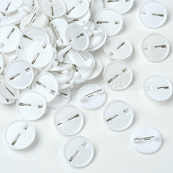 プラスチック製ブローチベースセッティング80個  ブランクラペルピンカボションセッティング  フラットラウンド  ホワイト  トレイ：18.5mm  21.5x6mm&nbsp;KY-SC0002-39A