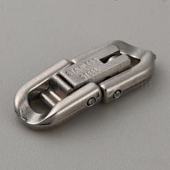 304ステンレススチール製折りたたみ式留め具  オーバル  ステンレス鋼色  18x7x3mm  穴：2.5x3mm&nbsp;STAS-WH0036-31P