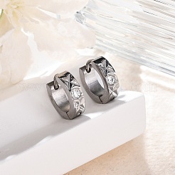 304ステンレススチール、キュービックジルコニア研磨効果フープピアス  ステンレス鋼色  13.5x4mm&nbsp;EJEW-M001-25P