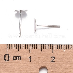 スターリングシルバーのフラットパッドスタッドピアスパーツ 925 個  スタンプ925個付きイヤリングポスト  銀  トレイ：6mm  11.5mm  ピン：0.8mm&nbsp;STER-K167-045E-S
