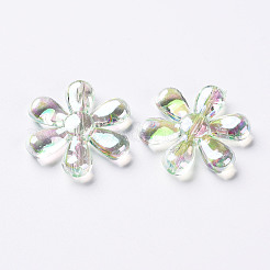 透明なアクリルビーズ  ABカラー  花  黄緑  25x4.5mm  穴：1.6mm  約375個/500g&nbsp;TACR-S154-35C-327