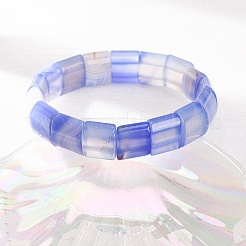 Square Natural Banded Agate(Dyed & Heated) Beaded Stretch Bracelets for Women Men&nbsp;GG-CBA9ACE-B14