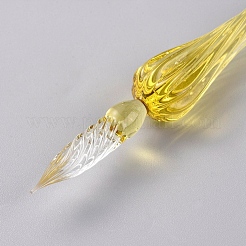 手作りのガラスつけペン  カリグラフィーサインペン  ビジネスプレゼント  きいろ  190x17mm&nbsp;AJEW-WH0121-43F