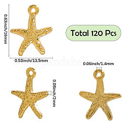 120個の合金ペンダント  ヒトデのチャーム  ゴールドカラー  16x13.5x2mm  穴：1.4mm&nbsp;FIND-SC0016-21
