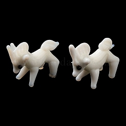 手作りのランプワークの家の装飾  ギフト用の3D馬の装飾品.  ホワイト  35~36x13x24~25mm&nbsp;LAMP-K039-03